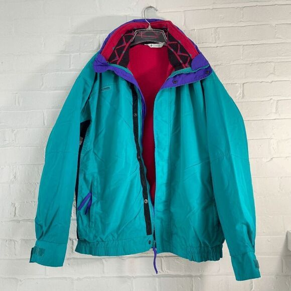 Vintage 80s/90s Columbia Bugaboo 3-in-1 Jacket & Fleece w/ Aztec Collar - Picture 2 of 11